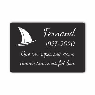 Plaque funéraire gravée mer