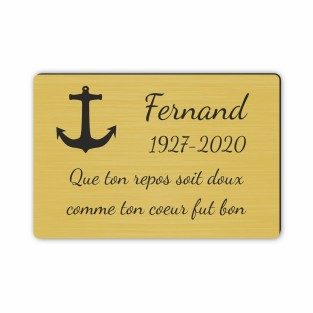 Plaque funéraire gravée mer
