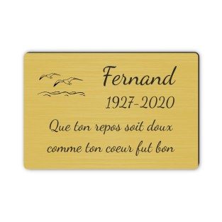 Plaque funéraire gravée mer