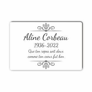 Plaque funéraire gravée décoration