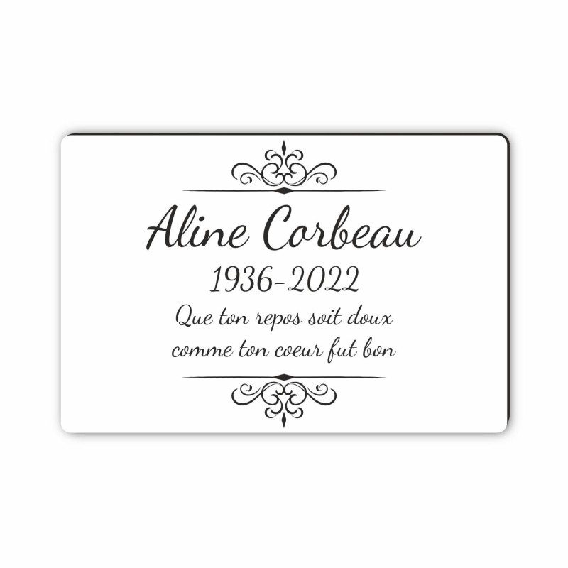 Plaque funéraire gravée décoration