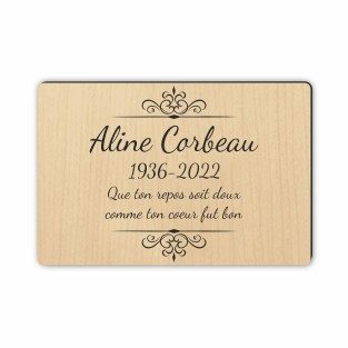 Plaque funéraire gravée décoration