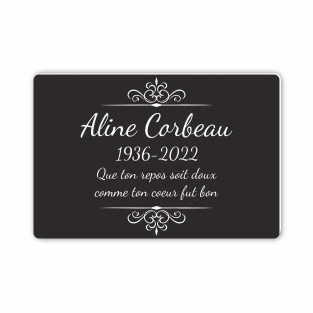 Plaque funéraire gravée décoration