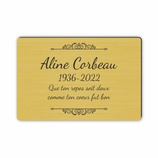 Plaque funéraire gravée décoration