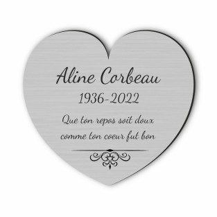 Plaque funéraire gravée cœur décoration