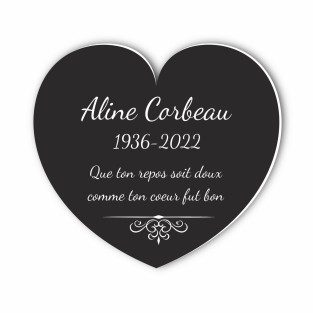 Plaque funéraire gravée cœur décoration