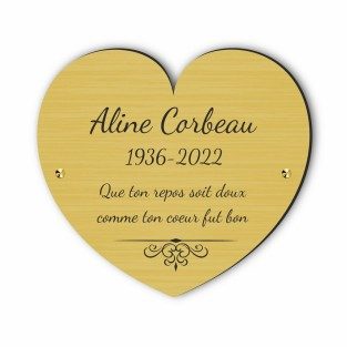 Plaque funéraire gravée cœur décoration