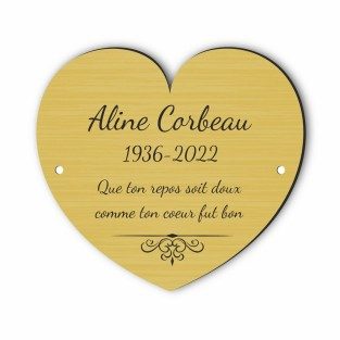 Plaque funéraire gravée cœur décoration