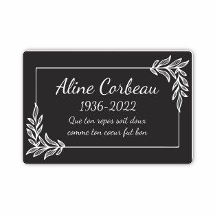 Plaque funéraire gravée cadre décoratif