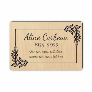 Plaque funéraire gravée cadre décoratif