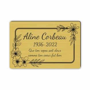 Plaque funéraire gravée cadre décoratif