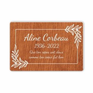 Plaque funéraire gravée cadre décoratif
