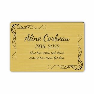 Plaque funéraire gravée cadre décoratif