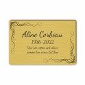 Plaque funéraire gravée cadre décoratif