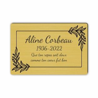Plaque funéraire gravée cadre décoratif