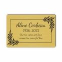 Plaque funéraire gravée cadre décoratif