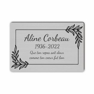 Plaque funéraire gravée cadre décoratif