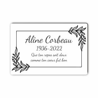 Plaque funéraire gravée cadre décoratif