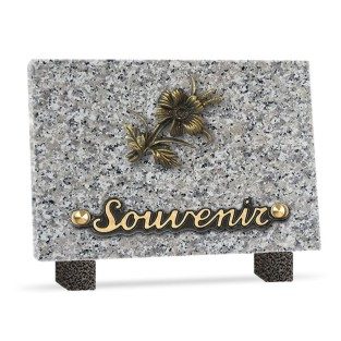Plaque funéraire granit fleur 1 inter 18x12cm