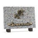 Plaque funéraire granit fleur 1 inter 18x12cm