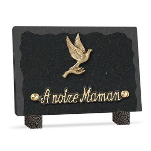 Plaque funéraire granit colombe 1 inter 18x12cm