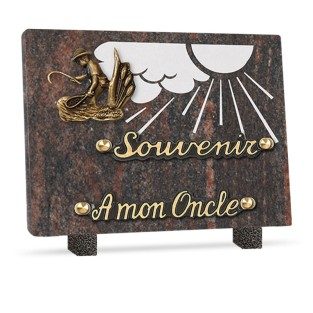 Plaque funéraire granit agriculture 2 inters 20x15cm