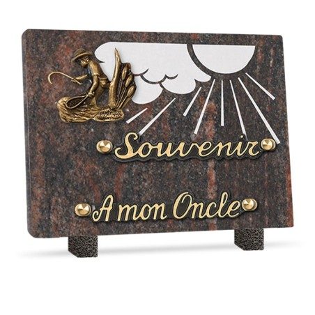 Plaque funéraire granit agriculture 2 inters 20x15cm Plaque funéraire granit agriculture 2 inters 20x15cm