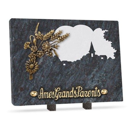 Plaque funéraire granit fleurs des champs 1 inter 20x15cm