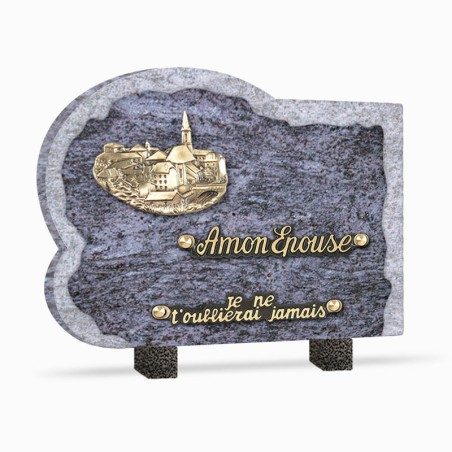 Plaque funéraire granit village 2 inters 25x18cm