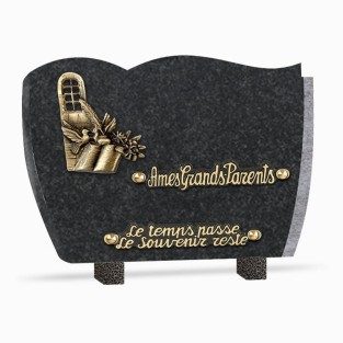 Plaque funéraire granit livre 2 inters 25x18cm