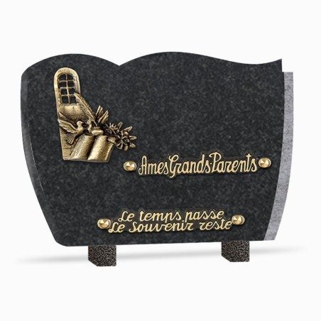 Plaque funéraire granit livre 2 inters 25x18cm