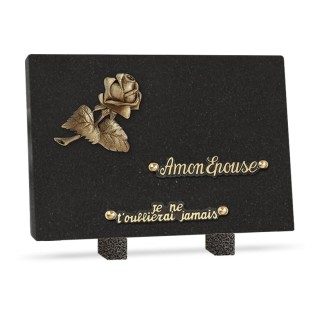 Plaque funéraire granit rose 2 inters 30x20cm