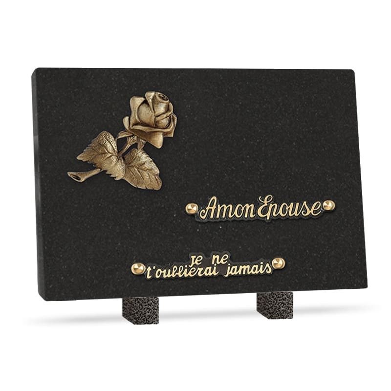 Plaque funéraire granit rose 2 inters 30x20cm