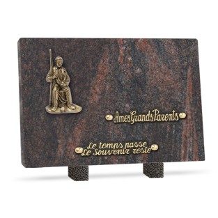 Plaque funéraire granit pêcheur 2 inters 30x20cm