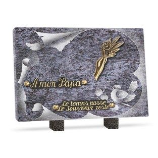 Plaque funéraire granit epi de blé 2 inters 30x20cm