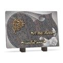 Plaque funéraire granit fleurs 2 inters 30x20cm