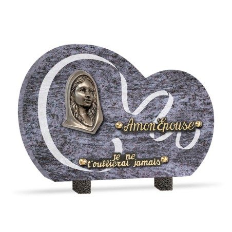 Plaque funéraire nuage granit vierge 2 inters 30x20cm