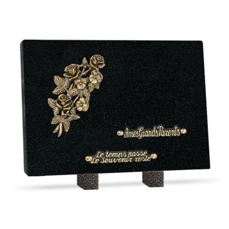 Plaque funéraire granit roses 2 inters 35x25cm Plaque funéraire granit roses 2 inters 35x25cm