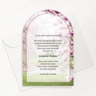 Carte de remerciements funéraire magnolia