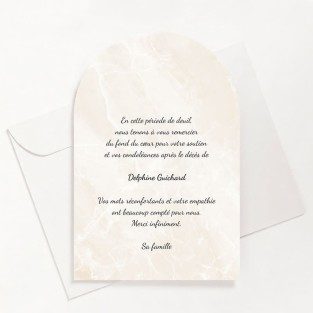 Carte de remerciements décès marbre or
