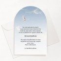 Carte de remerciements funéraire colombe dans le ciel
