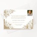 Carte de remerciements décès décor fleuri avec photo