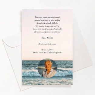 Carte de remerciements funéraire vague avec photo
