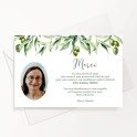 Carte de remerciements décès branche olivier avec photo