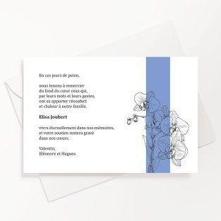 Carte de remerciements funéraire orchidée
