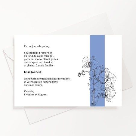 Carte de remerciements funéraire orchidée