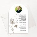 Carte de remerciements funéraire pissenlit avec photo
