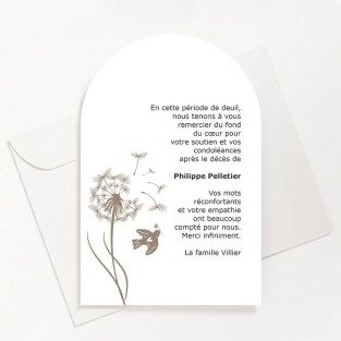Carte de remerciements funéraire pissenlit